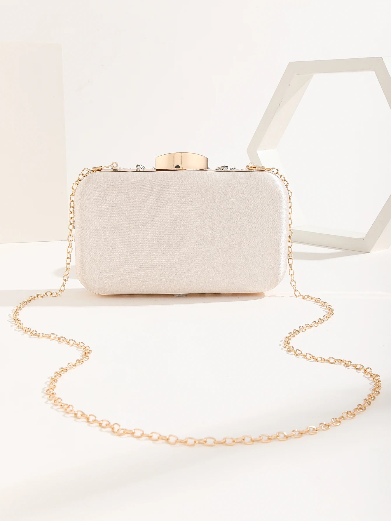 Pearl diamond-studded rhinestones beaded flower pattern evening clutch bag