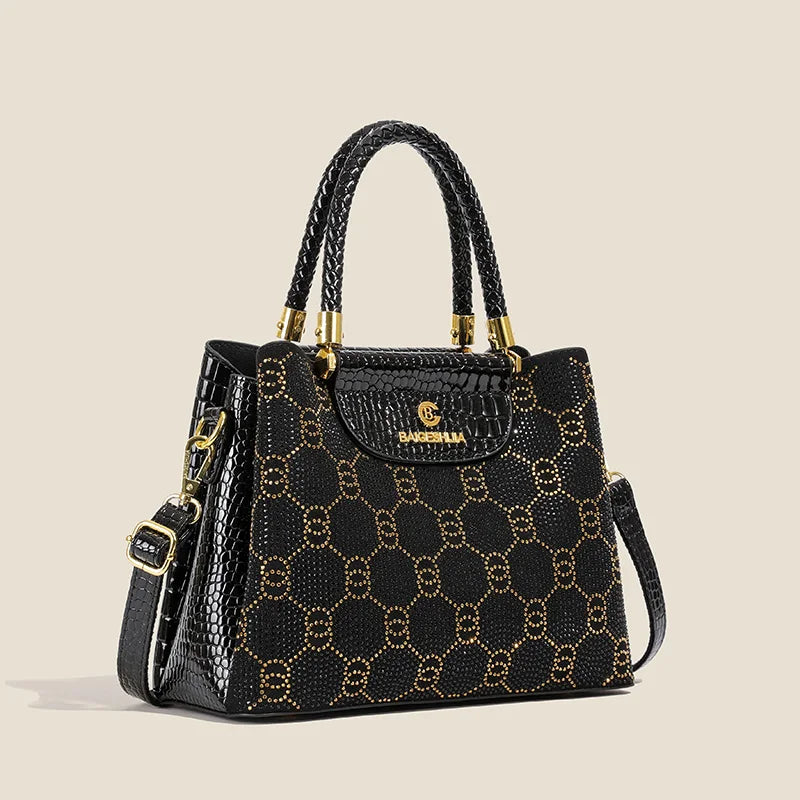 Luxury Black Designer Handbag Leather Satchel Bag