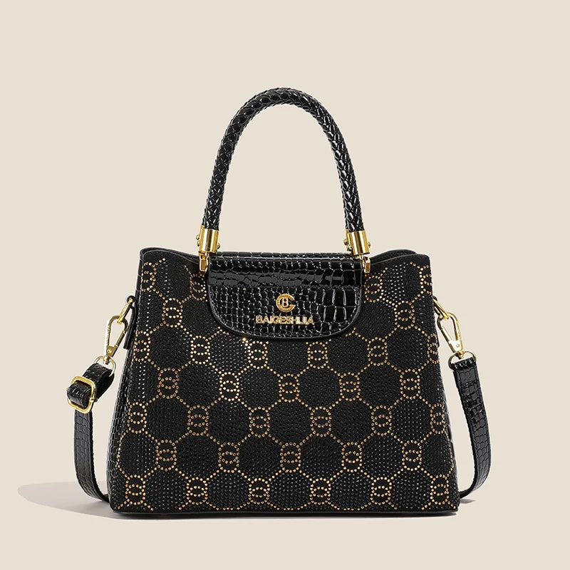 Luxury Black Designer Handbag Leather Satchel Bag