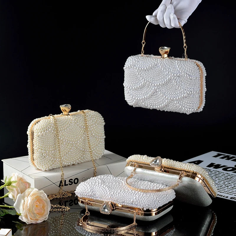 Women's Evening Bag Polyester Wedding Party Pearls Chain