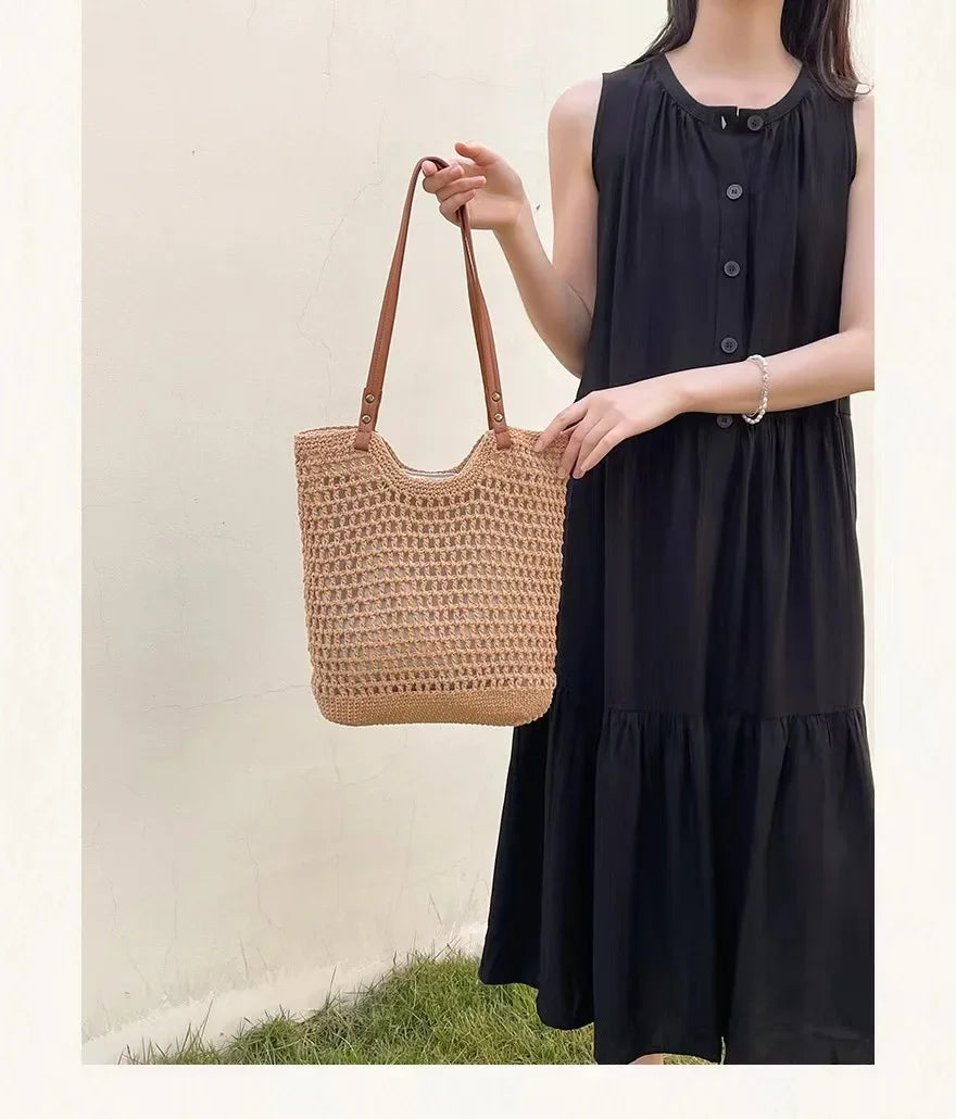 Cotton Thread Woven Bag Trend Tote Beach
