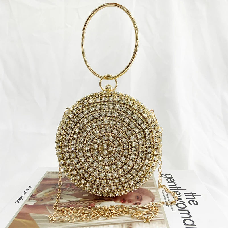 Diamonds Rhinestone Party Clutches And Purse Gold Luxury Shoulder Bags