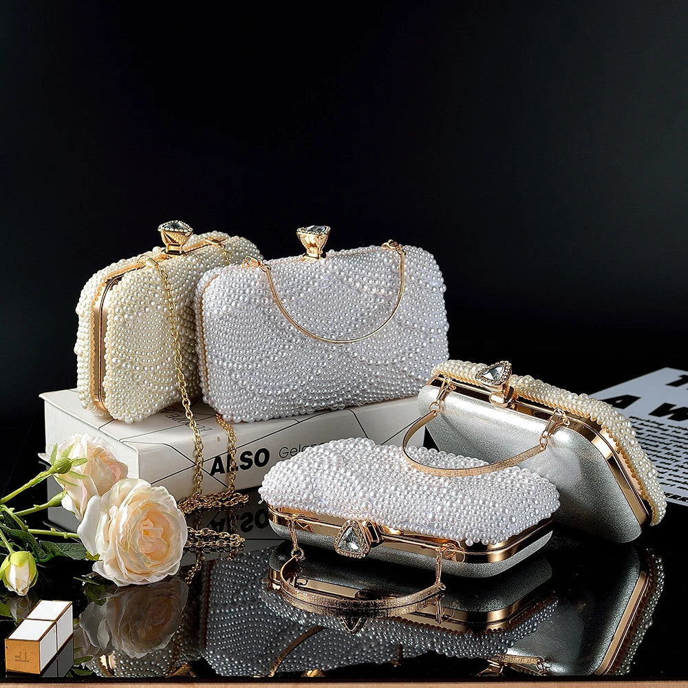 Women's Evening Bag Polyester Wedding Party Pearls Chain