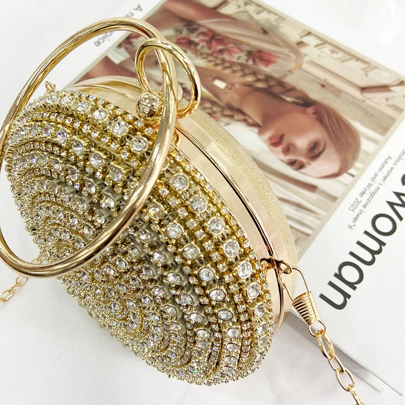 Diamonds Rhinestone Party Clutches And Purse Gold Luxury Shoulder Bags