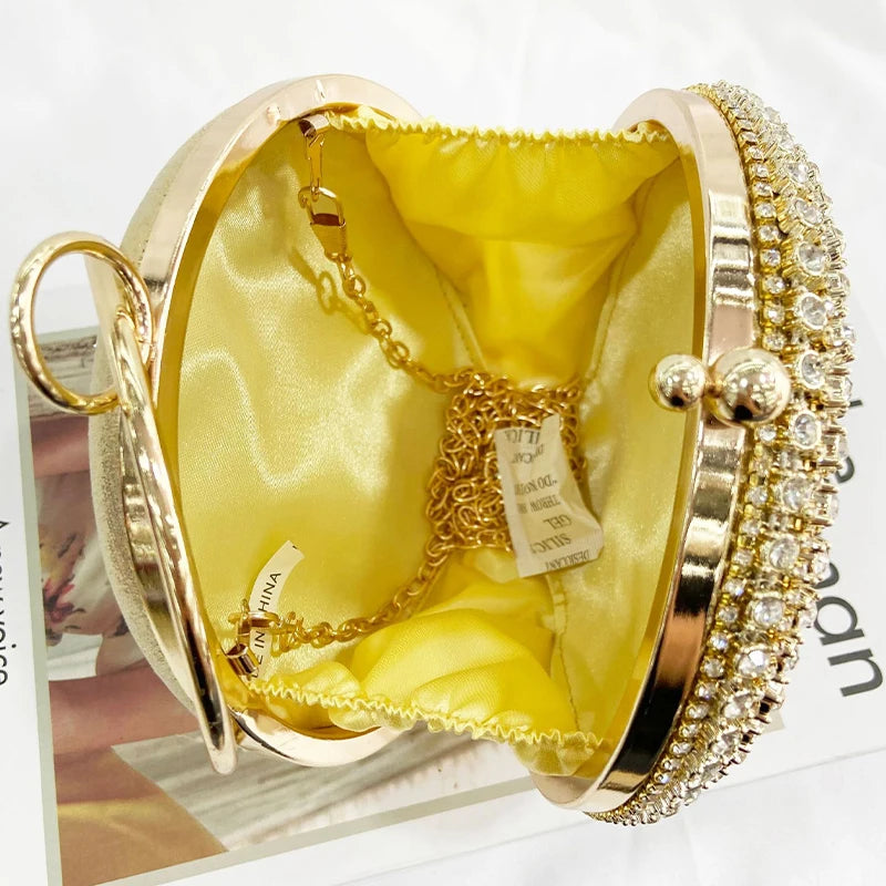 Diamonds Rhinestone Party Clutches And Purse Gold Luxury Shoulder Bags