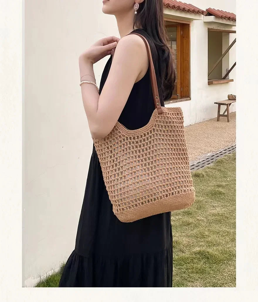 Cotton Thread Woven Bag Trend Tote Beach
